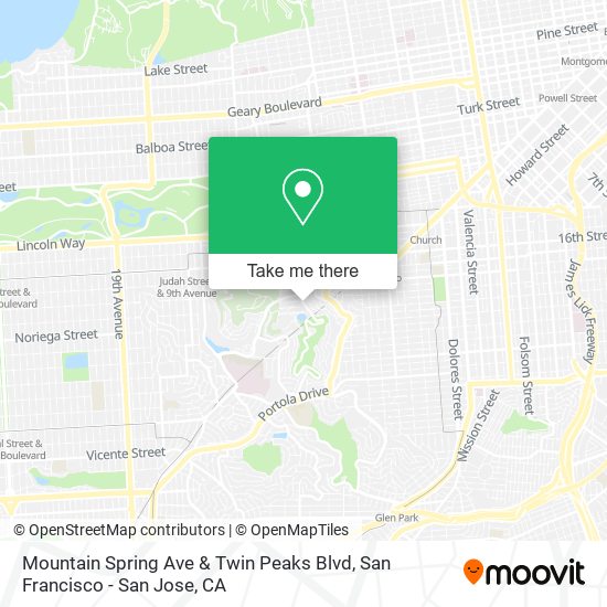 Mapa de Mountain Spring Ave & Twin Peaks Blvd