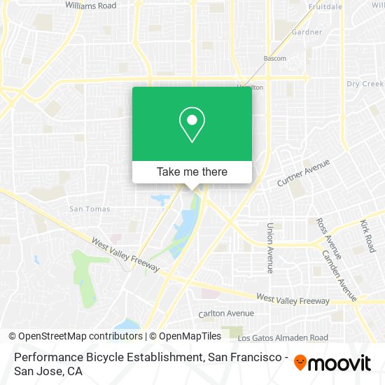 Performance Bicycle Establishment map