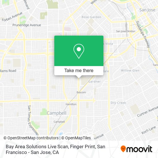 Mapa de Bay Area Solutions Live Scan, Finger Print