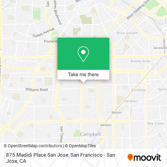 875 Madidi Place San Jose map