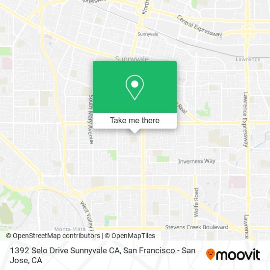Mapa de 1392 Selo Drive Sunnyvale CA