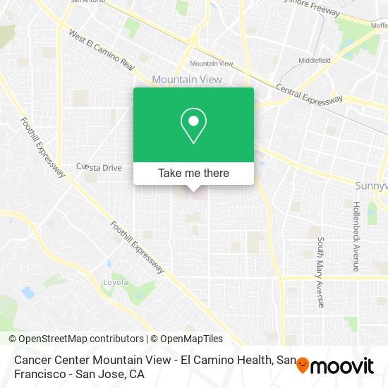 Cancer Center Mountain View - El Camino Health map