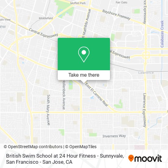 Mapa de British Swim School at 24 Hour Fitness - Sunnyvale