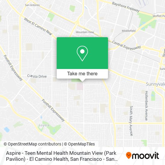 Mapa de Aspire - Teen Mental Health Mountain View (Park Pavilion) - El Camino Health
