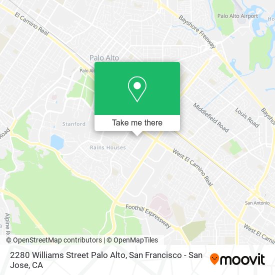 2280 Williams Street Palo Alto map