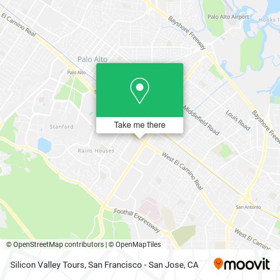 Silicon Valley Tours map