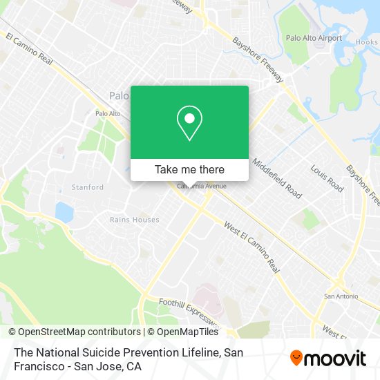 Mapa de The National Suicide Prevention Lifeline