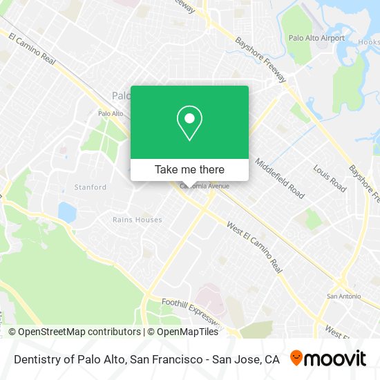 Dentistry of Palo Alto map
