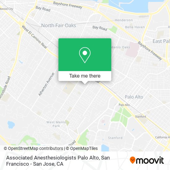 Associated Anesthesiologists Palo Alto map