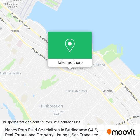 Mapa de Nancy Roth Field Specializes in Burlingame CA S, Real Estate, and Property Listings