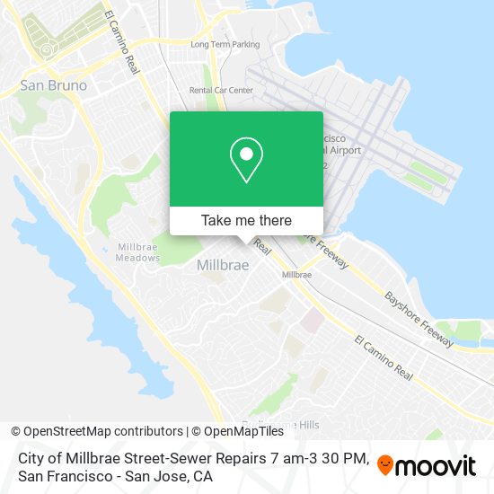 Mapa de City of Millbrae Street-Sewer Repairs 7 am-3 30 PM