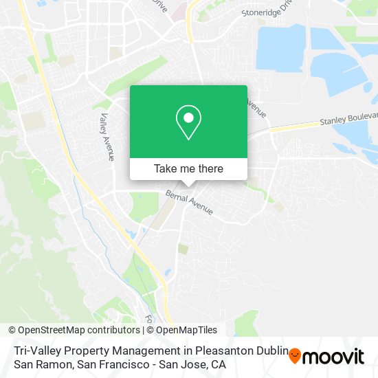 Tri-Valley Property Management in Pleasanton Dublin San Ramon map