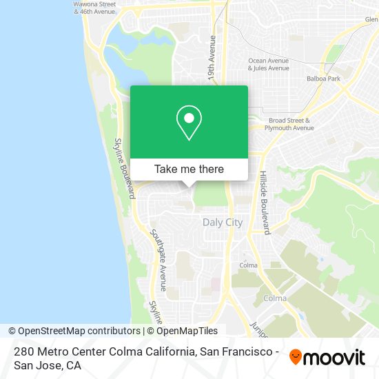 Mapa de 280 Metro Center Colma California