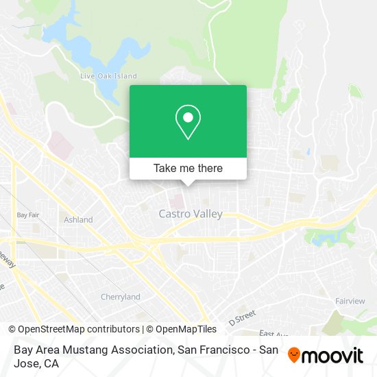 Bay Area Mustang Association map