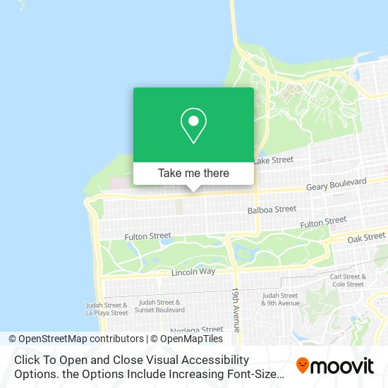 Click To Open and Close Visual Accessibility Options. the Options Include Increasing Font-Size and map