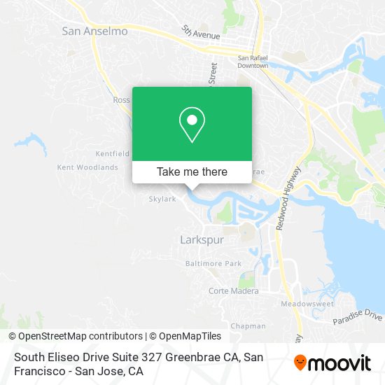 Mapa de South Eliseo Drive Suite 327 Greenbrae CA