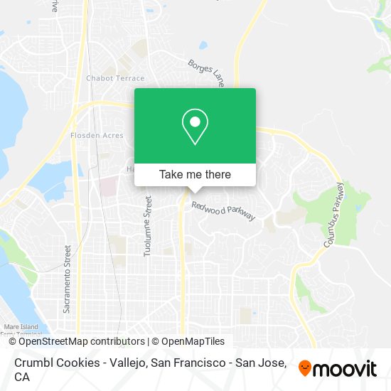 Mapa de Crumbl Cookies - Vallejo