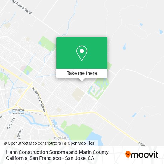 Hahn Construction Sonoma and Marin County California map