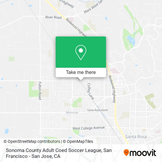 Sonoma County Adult Coed Soccer League map