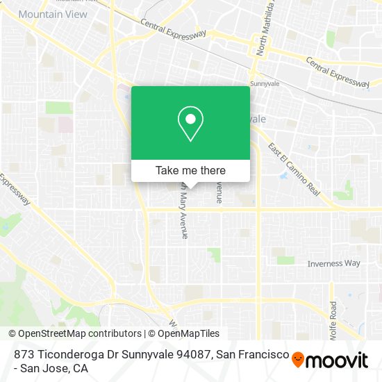 Mapa de 873 Ticonderoga Dr Sunnyvale 94087