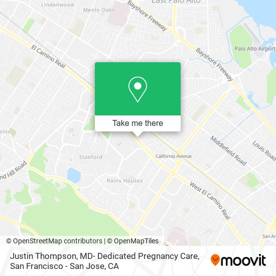 Justin Thompson, MD- Dedicated Pregnancy Care map