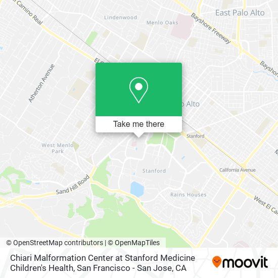 Chiari Malformation Center at Stanford Medicine Children's Health map