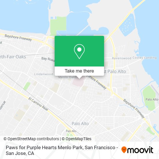 Mapa de Paws for Purple Hearts Menlo Park