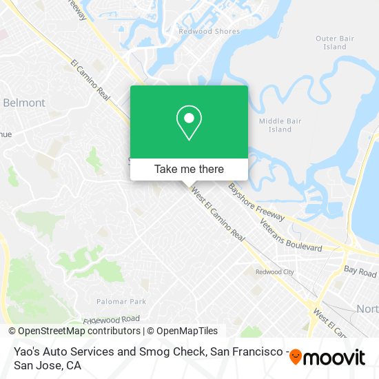 Yao's Auto Services and Smog Check map