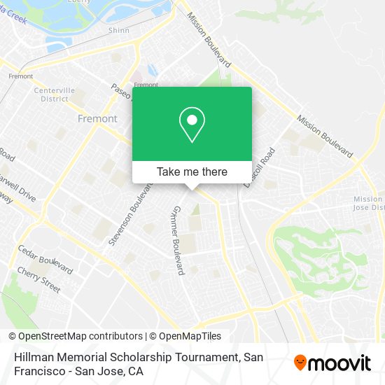 Hillman Memorial Scholarship Tournament map