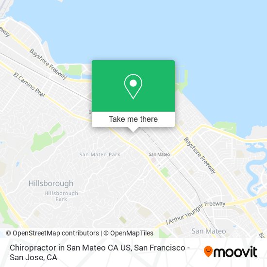 Chiropractor in San Mateo CA US map