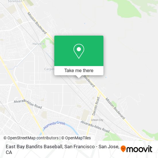 East Bay Bandits Baseball map