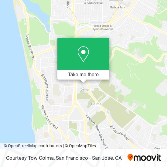 Courtesy Tow Colma map