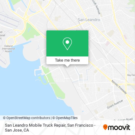 Mapa de San Leandro Mobile Truck Repair