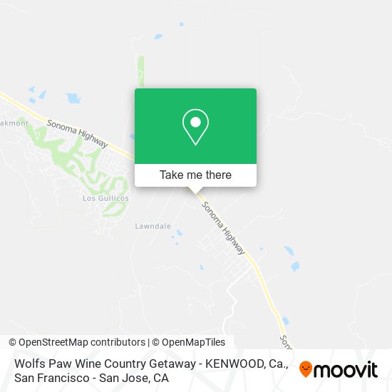 Mapa de Wolfs Paw Wine Country Getaway - KENWOOD, Ca.