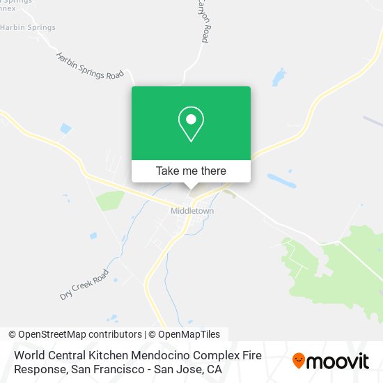 World Central Kitchen Mendocino Complex Fire Response map