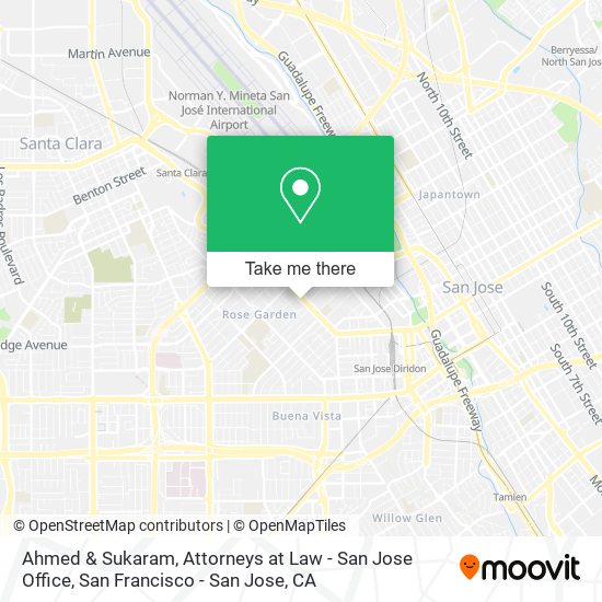 Mapa de Ahmed & Sukaram, Attorneys at Law - San Jose Office