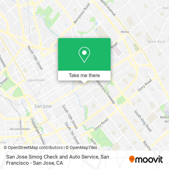 San Jose Smog Check and Auto Service map