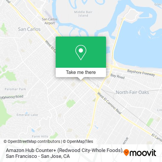 Mapa de Amazon Hub Counter+ (Redwood City-Whole Foods)