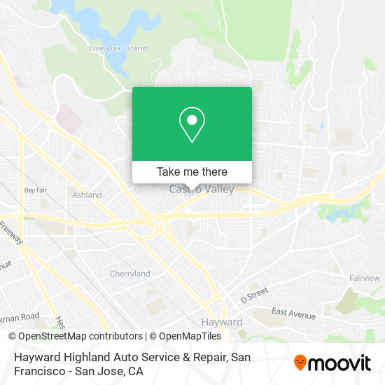 Mapa de Hayward Highland Auto Service & Repair