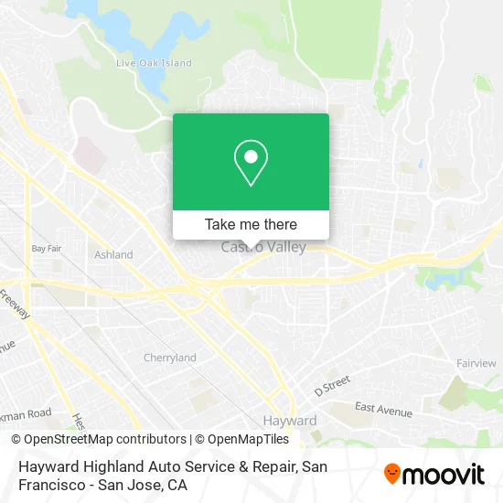 Mapa de Hayward Highland Auto Service & Repair