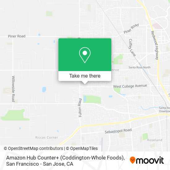 Mapa de Amazon Hub Counter+ (Coddington-Whole Foods)
