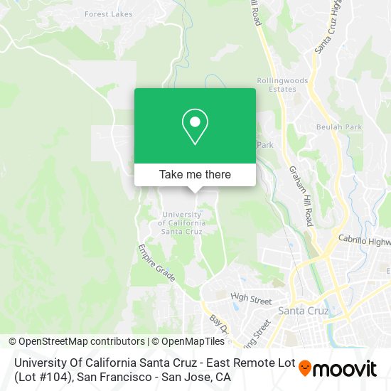 Mapa de University Of California Santa Cruz - East Remote Lot (Lot #104)
