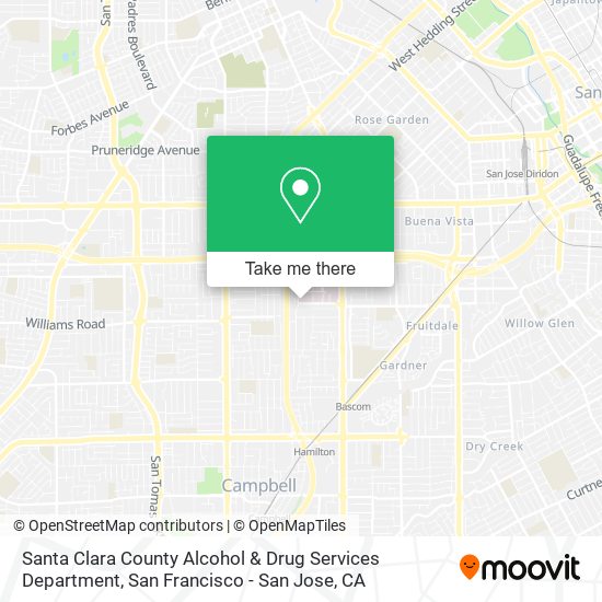 Santa Clara County Alcohol & Drug Services Department map