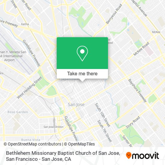 Mapa de Bethlehem Missionary Baptist Church of San Jose