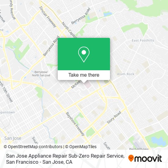 San Jose Appliance Repair Sub-Zero Repair Service map