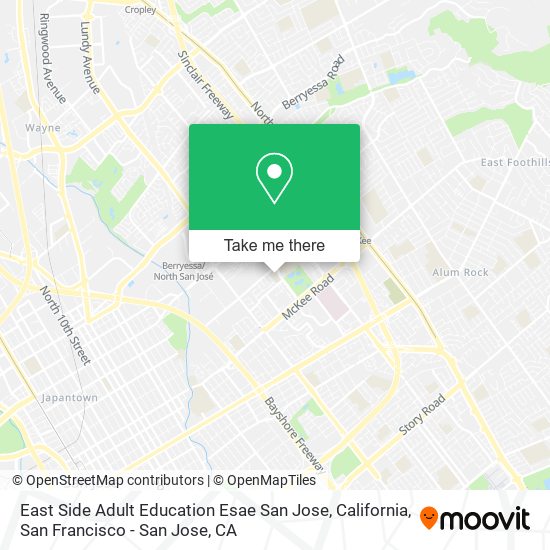 East Side Adult Education Esae San Jose, California map