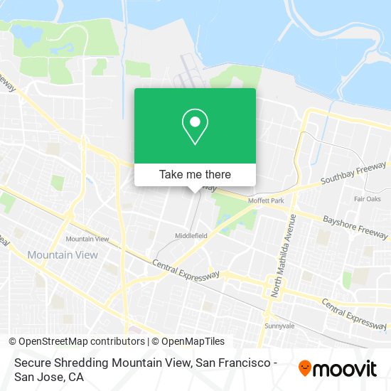 Secure Shredding Mountain View map