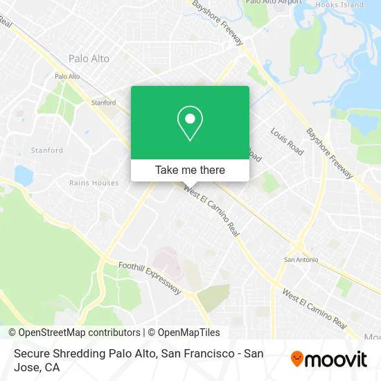 Secure Shredding Palo Alto map