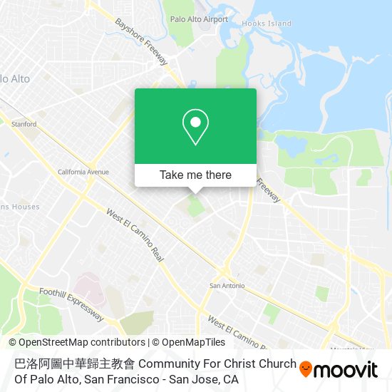 巴洛阿圖中華歸主教會 Community For Christ Church Of Palo Alto map