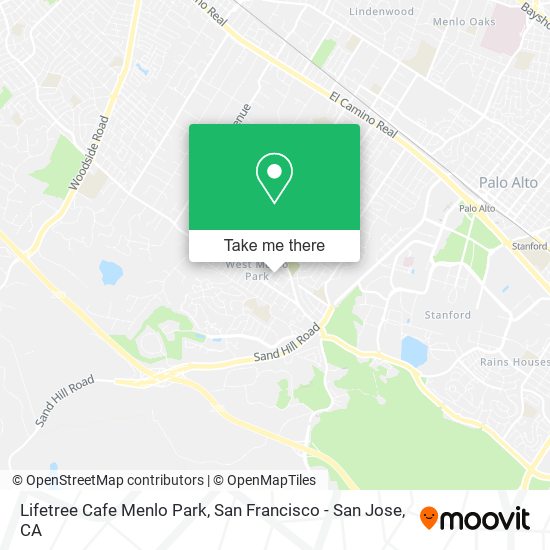 Lifetree Cafe Menlo Park map